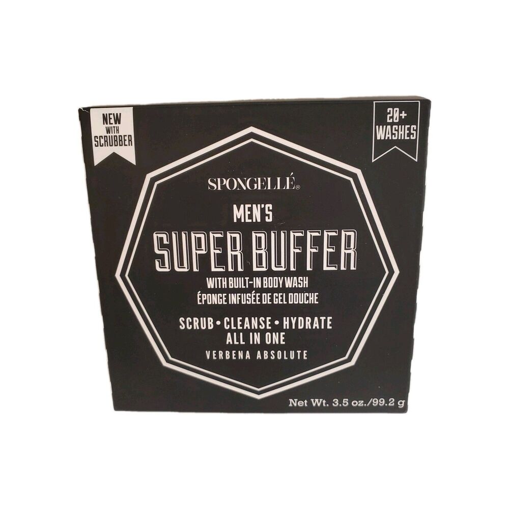 Spongelle Men’s Super Buffer Body Wash Scrubber All in One Body Treatment Vegan